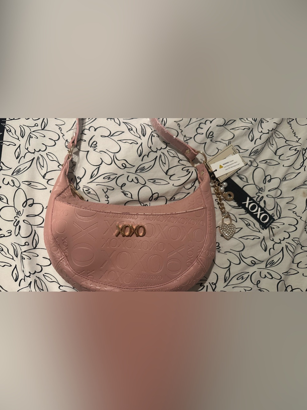 XOXO Blush Pink Embossed Shoulder Bag with Charm